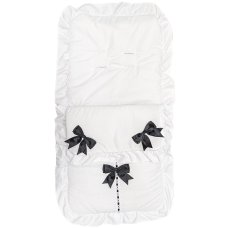 Plain White/Black Footmuff/Cosytoes With Large Bows & Lace